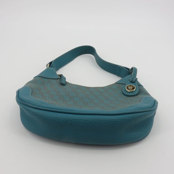 Dooney bourke db logo - Gem Dooney and Bourke Signature DB Logo Jacquard Hobo Shoulder Bag Blue Leather Y2K